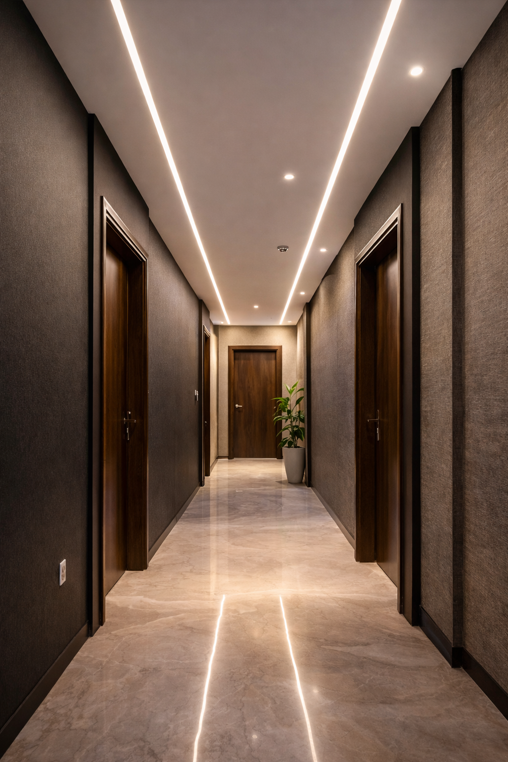 Moderne Spanndecke mit LED-Beleuchtung im Wohnraum Harburg