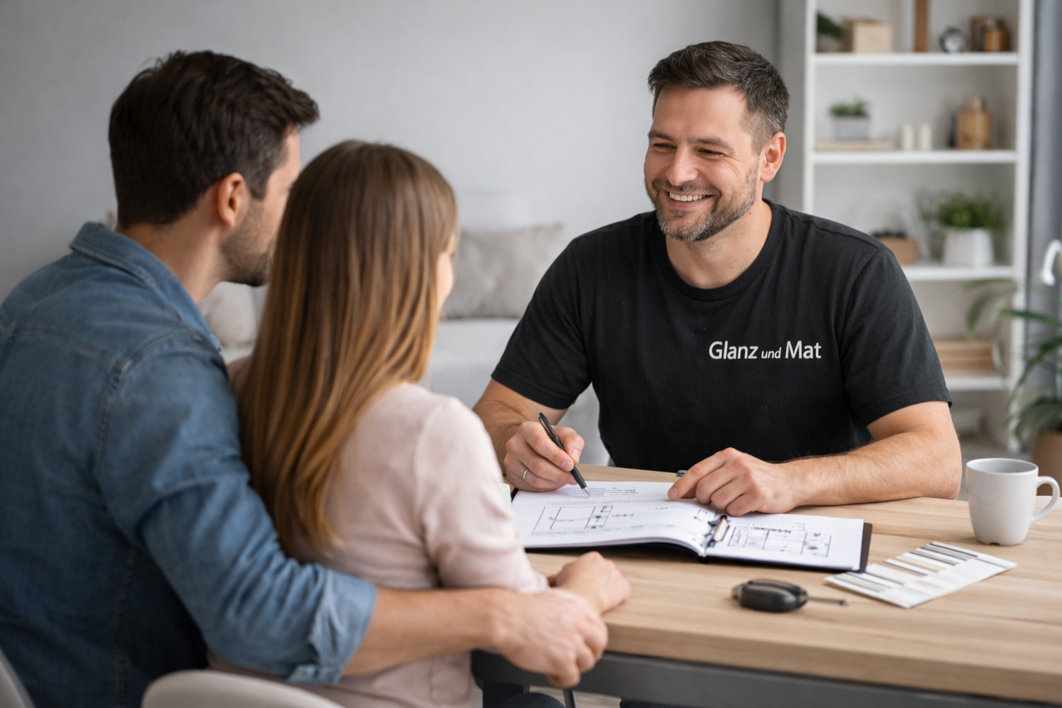 Spanndecken-Beratung vor Ort mit Aufmaß und Materialauswahl