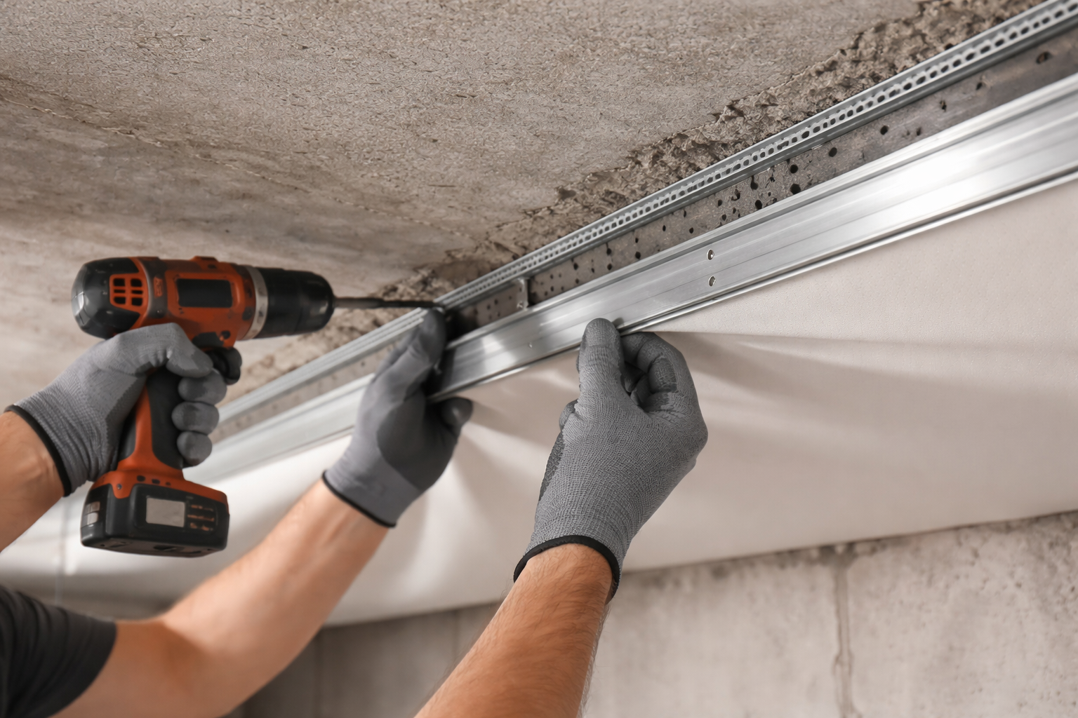 Aluminium-Profil-Montage für Spanndecke mit Lasermessung